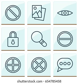 Icons Set. Collection Of Glance, Obstacle, Positive And Other Elements. Also Includes Symbols Such As Browse, Photo, Message.