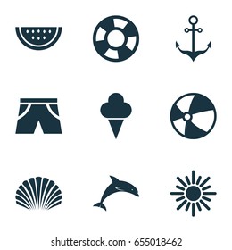 Icons Set. Collection Of Lifesaver, Mammal, Armature And Other Elements. Also Includes Symbols Such As Armature, Ice, Mammal.