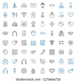 Icons Set. Collection Of Love With Pigeon, Condom, Heart, Vase, Candles, Venus, Rose, Wedding Arch, Tic Tac Toe, In Love, Love Letter, Potion. Editable And Scalable Love Icons.