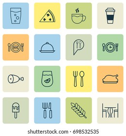 Icons Set. Collection Of Meal Hour, Mocha, Sorbet And Other Elements. Also Includes Symbols Such As Glass, Cup, Dining.