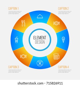 Icons Set. Collection Of Platter, Sundae, Ale And Other Elements. Also Includes Symbols Such As Soda, Cutlery, Fork.