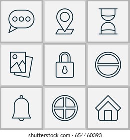 Icons Set. Collection Of Positive, Alert, Landscape Photo Elements. Also Includes Symbols Such As Pinpoint, Positive, Siren.