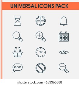 Icons Set. Collection Of Time, Shop, Calendar And Other Elements. Also Includes Symbols Such As Sand, Plus, Hourglass.
