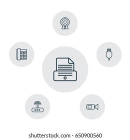 Icons Set. Collection Of Web Discussing, Video Camcorder, Work Phone And Other Elements. Also Includes Symbols Such As Web, Plug, Cable.