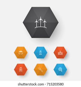 Icons Set. Collection Of Windmill, Care, Fire Tube And Other Elements. Also Includes Symbols Such As Jar, Spatula, Honey.