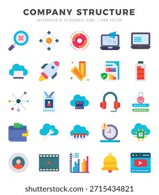 Conjunto de iconos. Estructura de la empresa para el Web. App. Ilustración vectorial.