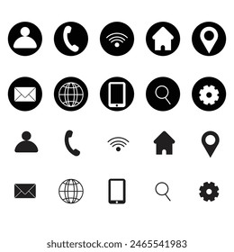 icons set, Set contact icons and social media set, icons contact  apps, Social Media icon for all types company, Website set icon vector. for computer and mobile.