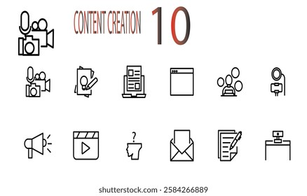 icons set content creator vector