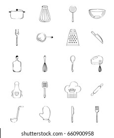 icons set cooking lessons