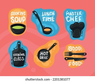 conjunto de iconos del restaurante de cocina