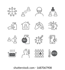 icons set coronavirus covid-19 thin line design.