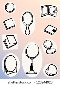 Icons set of cosmetic mirrors