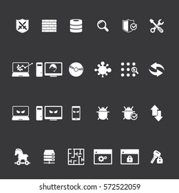Icons set of cyber security, computer network protection. 