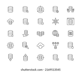 Conjunto de iconos de base de datos. Icono de esquema simple. Ilustración vectorial.