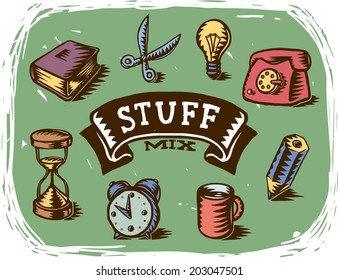 Icons set of different office stuff