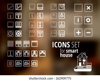 Icons set. Different signs able to turn on and off. May be used fo Smart house system.