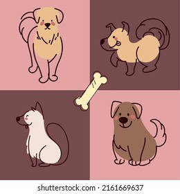iconos establecer perros y huesos