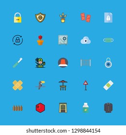 icons set with domino, safebox and plant vector set
