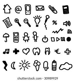 icons set doodles for online web applications in vector