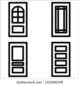 Icons set of doors types. Collection in thin linear style. 