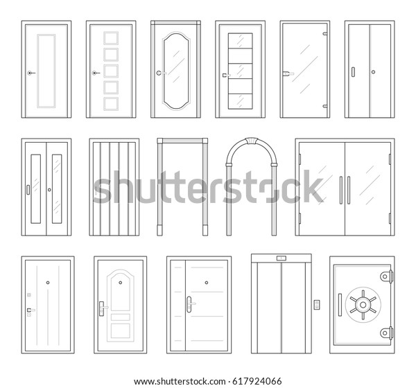 Icons Set Doors Types Collection Thin Royalty Free Stock Image