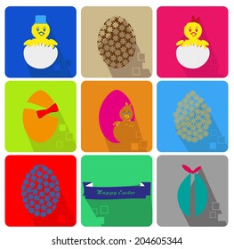 Icons Set of Easter with the typical elements of the party