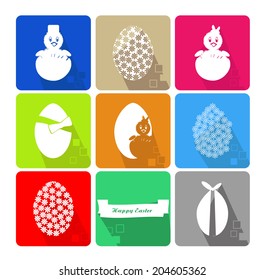 Icons Set of Easter with the typical elements of the party