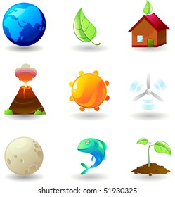 icons set of ecofriendly objects