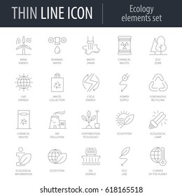 Icons Set of Ecology Elements. Symbol of Intelligent Thin Line Image Pack. Stroke Pictogram Graphic for Web Design. Quality Outline Vector Symbol Concept Collection. Premium Mono Linear