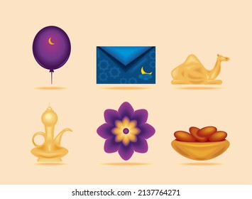 íconos establecen celebración de eid mubarak