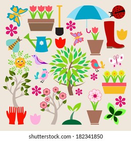 icons set elements  Spring Gardening  elements For Web 