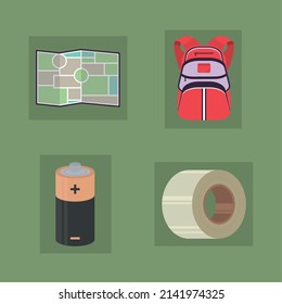 Icons Set Emergency Disaster Kit