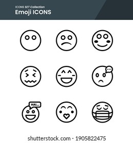 icons set of emoji mask, toxic, love and many more with outline vector style. perfect use for web pattern design etc.