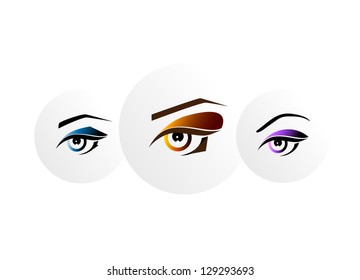 icons set of eyes, vector image, cartoon style