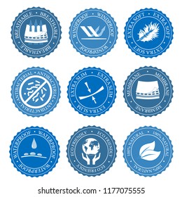 Icons set of fabric features. Vector collection