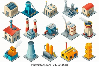 icons set for factory, industrial