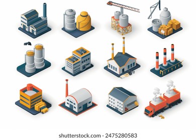 icons set for factory, industrial