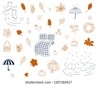 Icons set of fall vector illustration sketch logo silhouette