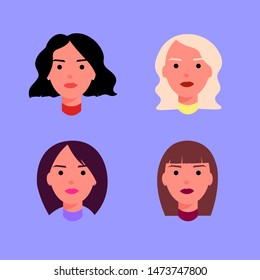 Icons set of female heads