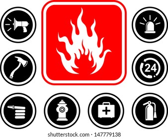 Icons set firefighter 