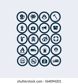 Icons set firefighter