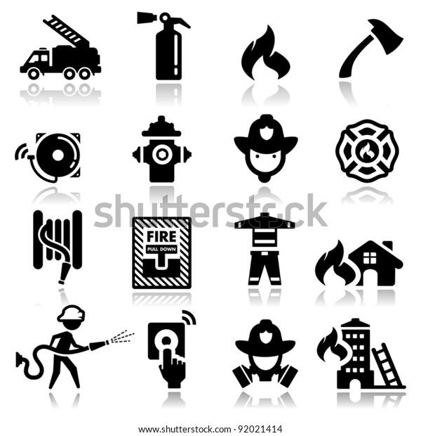 Icons Set Firefighter Stock Vector Royalty Free 92021414 2910