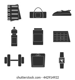Icons set of fitness, sport
