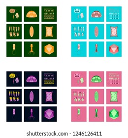 icons set in flat style cells viruses teeth