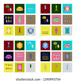 icons set in flat style cells viruses teeth