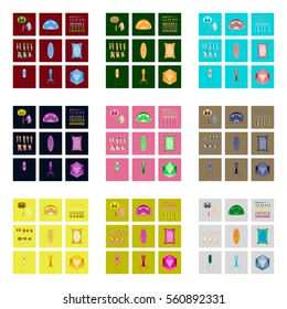 icons set in flat style cells viruses teeth