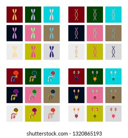 icons set in flat style human organs cell