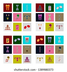 icons set in flat style human organs cell