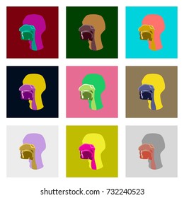 icons set in flat style pharynx