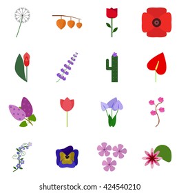 Icons set flower. Vector floral
